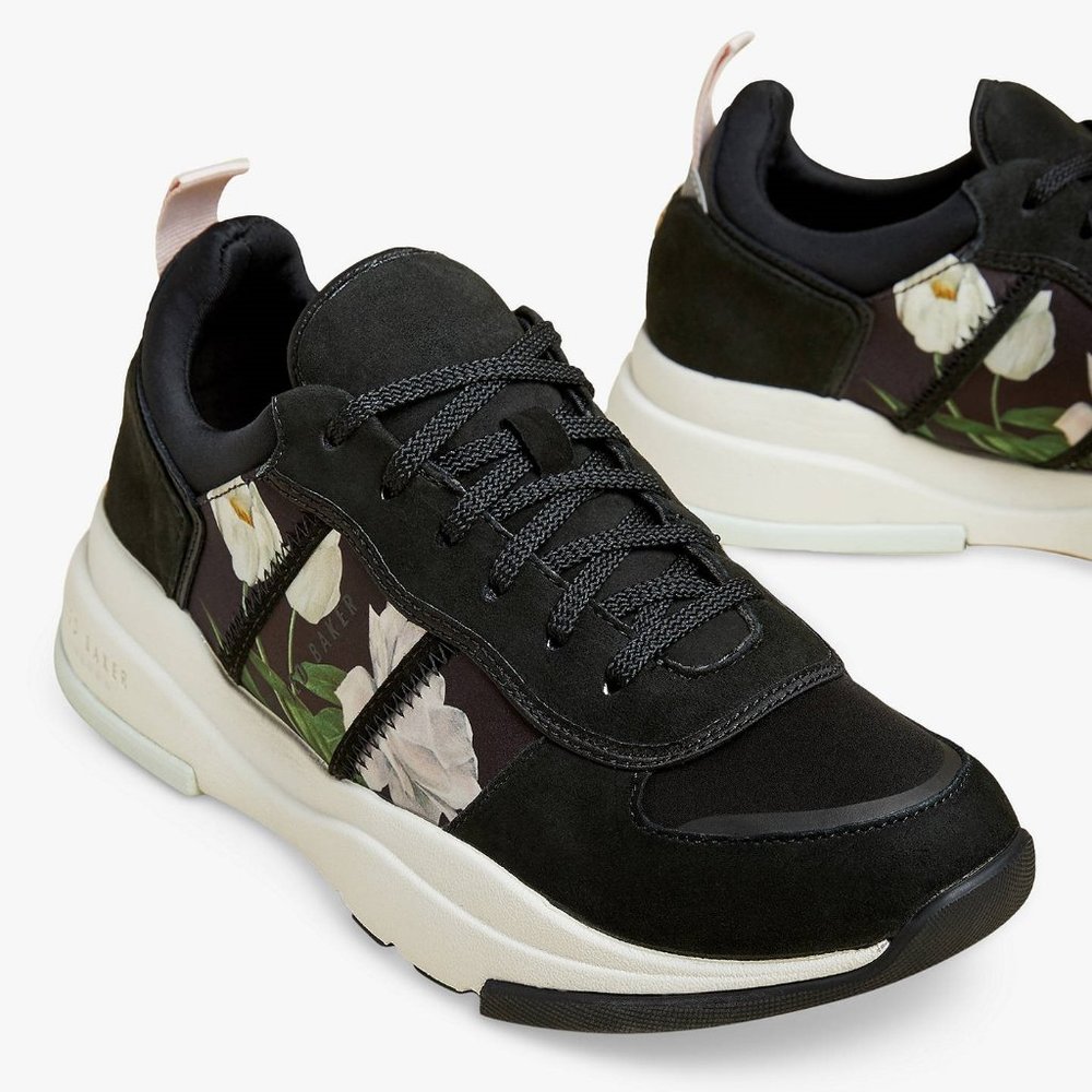 Ted Baker Floral Print Sneaker, Black